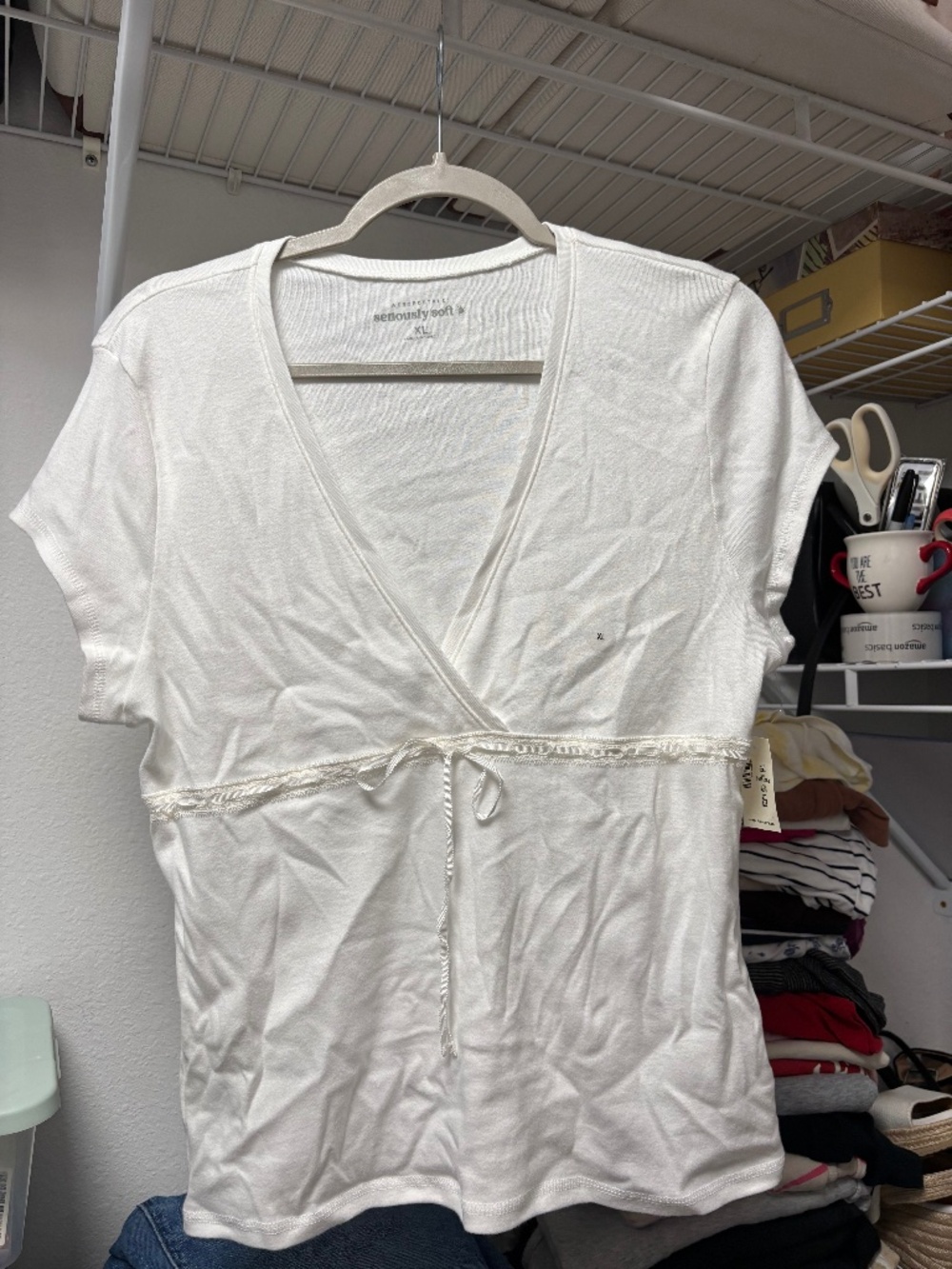 Aeropostale White Seriously Soft V Neck